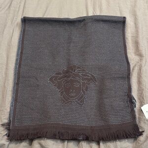 Versace Dark Brown Medusa Patterned Scarf